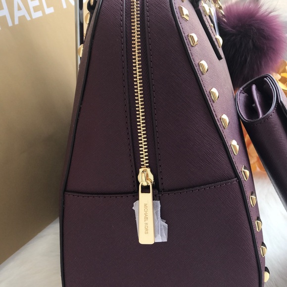 đˇMICHAEL KORS Plum Saffiano Sandrine Satchel Set - Picture 3 of 8
